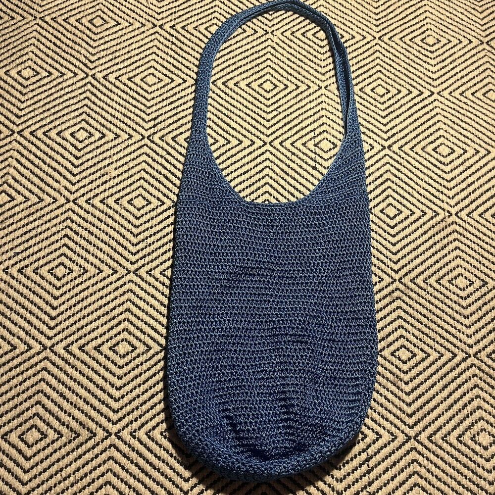 CROCHETED BRIGHT BLUE CROSSBODY BAG Cotton Y2K Aquamarine mermaid core